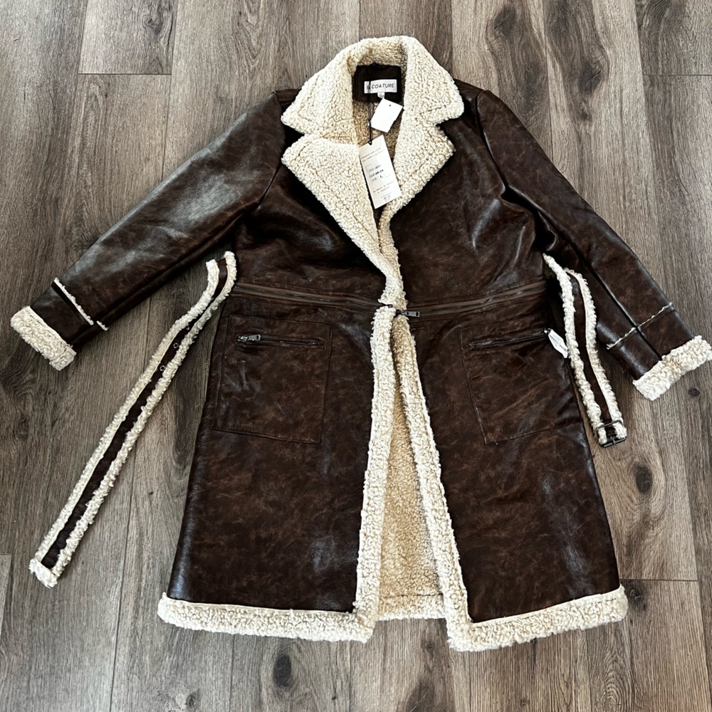 Brown Shearling Lined Coat